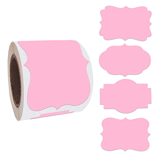 2"x3" Pink Label Stickers, Self-Adhesive Valentine's Day Gift Tag Stickers, Write on Blank Labels for Essential Oil Bottles, Gifts, Name Tags, Fancy Shapes 200PCS