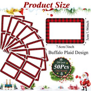 200 Pcs 2x3 Inch Buffalo Plaid Name Tags Self Adhesive Valentine's Day Stickers Present Label Stickers Name Stickers Pantry Labels for Organizing Labels for School Supplies (Red Black)