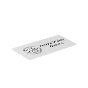 Custom-Aluminum Business Name Tag/ID with Magnet, Pin, or Tape. Offered with A Color Logo (White, 3 x 1.5")