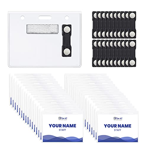 Magnetic Name Badge Holder Set of 100, 4x3 inch Clear Name Tag Holders for Conferences, Events, and Meetings