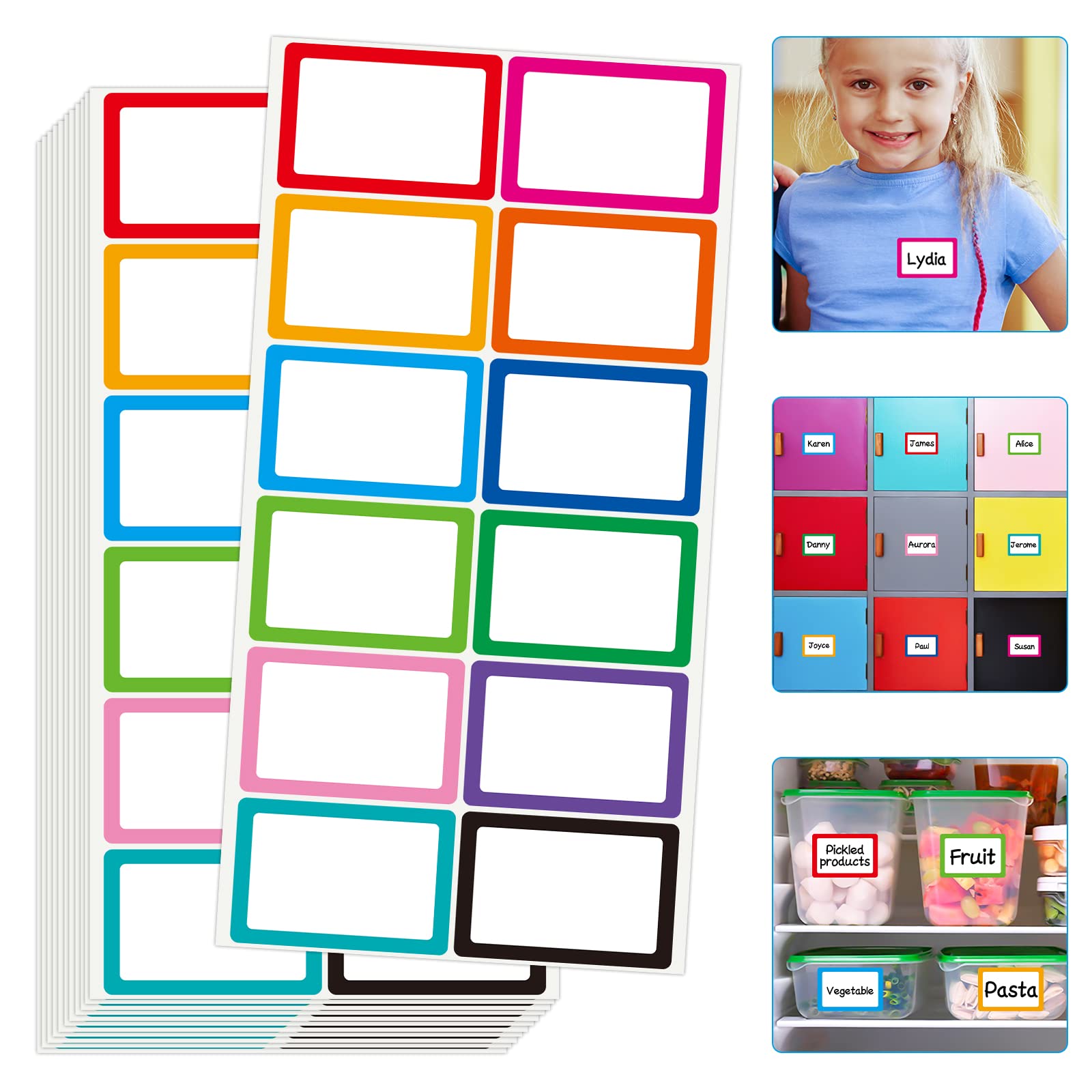 540 Pcs 12 Colors Name Tags Stickers, 2"x3"Plain Name Tag Labels Colored Blank Name Stickers for School Office Home Clothes and Mailing