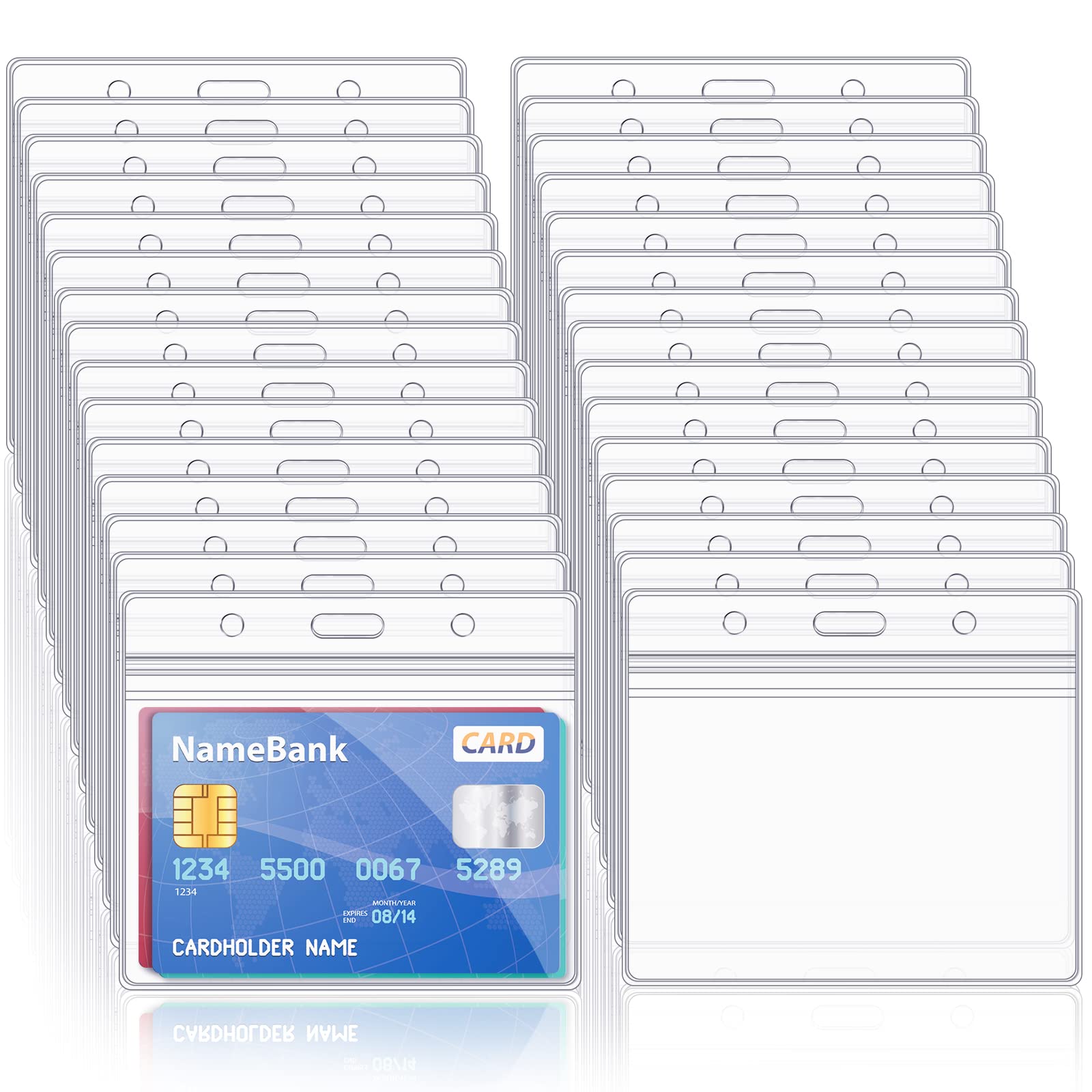 100 Pcs Clear Plastic Horizontal Name Tag Badge ID Card Holders for Office School Business Meetings