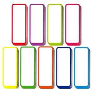 54pcs Magnetic Dry Erase Labels,Reusable Magnetic Name Tags for Classroom,9 Color Dry Erase Magnetic Labels for Whiteboards,Name Magnets for Classroom Supplies 3.2"x1.2" Each-Color Border