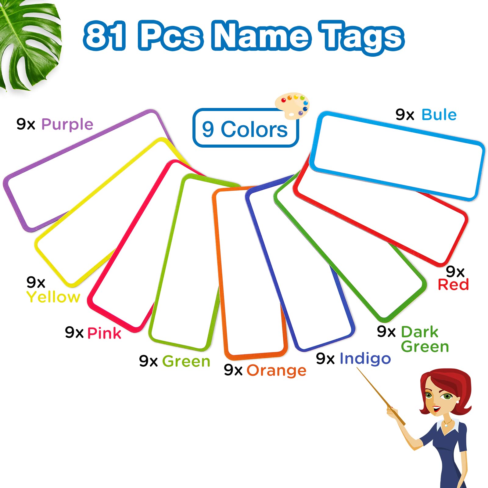 81 Pieces Magnetic Dry Erase Labels Reusable Name Tag Label Flexible Magnetic Label Stickers for Whiteboards Refrigerator and Crafts (9 Colors)