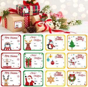 lokipa christmas self adhesive gift tag stickers, 120 pieces xmas present name labels for gifts