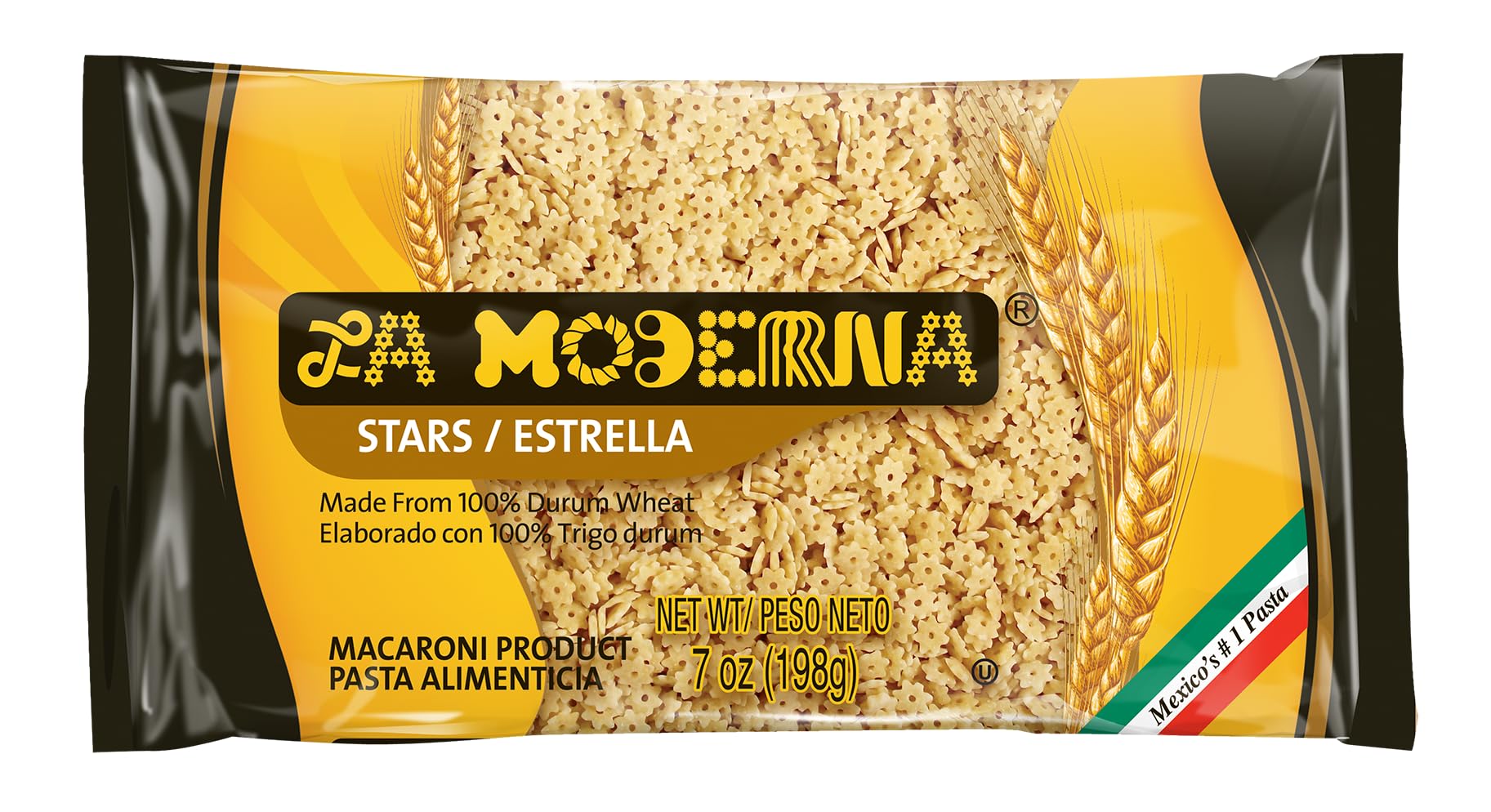 La Moderna Stars Pasta, Noodles, Durum Wheat, Protein, Fiber, Vitamins, 7 Oz, Pack of 20