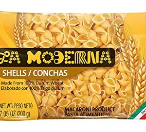 La Moderna Shells Pasta, Noodles, Durum Wheat, Protein, Fiber, Vitamins, 7 Oz, Pack of 20