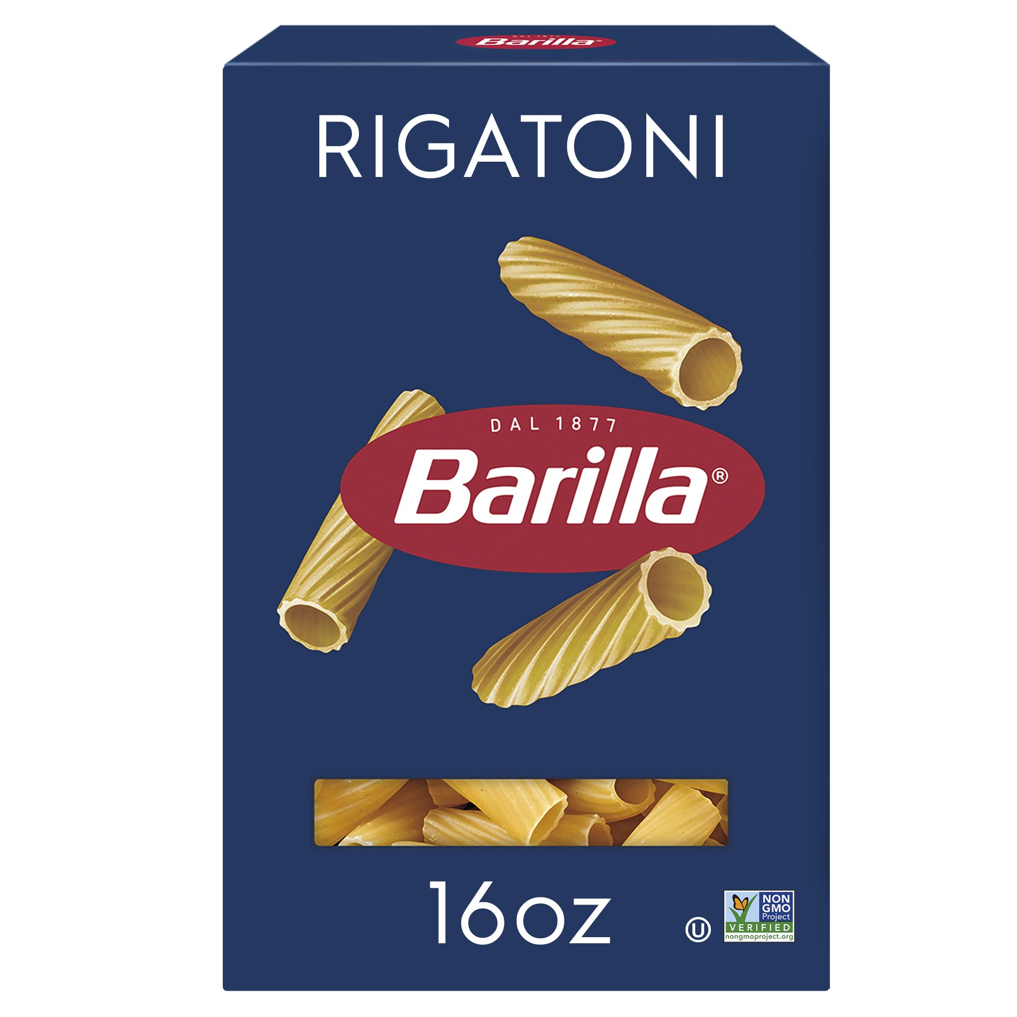 Barilla Rigatoni Pasta, 16 oz. Box - Non-GMO Pasta Made with Durum Wheat Semolina - Kosher Certified Pasta