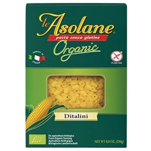 Le Asolane Certified Organic Gluten Free Ditalini Pasta | Authentic Imported Italian Gourmet Pasta from Select Premium Grade Corn Flour | 8.8 oz packages (Pack of 1)