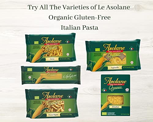 Le Asolane Certified Organic Gluten Free Ditalini Pasta | Authentic Imported Italian Gourmet Pasta from Select Premium Grade Corn Flour | 8.8 oz packages (Pack of 1)