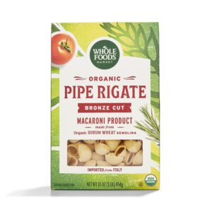 whole foods market, organic pipe rigate, 16 ounce