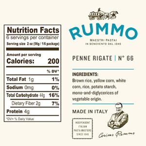 Rummo Italian Pasta GF Penne Rigate No.66, Always Al Dente, Certified Gluten-Free (5 Pack, 12 Ounce Each)