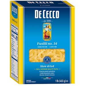 De Cecco Semolina Pasta, Fusilli No.34, 1 Pound (Pack of 5)