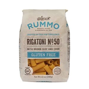 rummo italian pasta gf rigatoni no.50, always al dente, certified gluten-free, made in italy (12oz package)