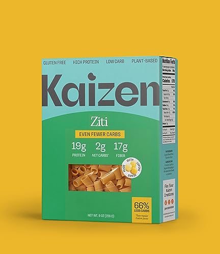 KAIZEN KETO Pasta Ziti - 2 Net Carbs, 19g protein - Gluten-Free, Keto Pasta Made with High Fiber Lupini Flour - 8 ounces (Pack of 3)