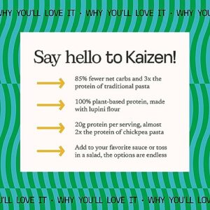 KAIZEN KETO Pasta Ziti - 2 Net Carbs, 19g protein - Gluten-Free, Keto Pasta Made with High Fiber Lupini Flour - 8 ounces (Pack of 3)