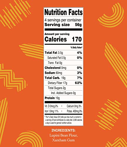 KAIZEN KETO Pasta Ziti - 2 Net Carbs, 19g protein - Gluten-Free, Keto Pasta Made with High Fiber Lupini Flour - 8 ounces (Pack of 3)