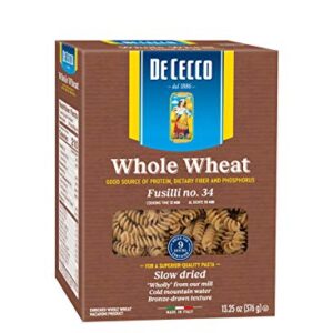 De Cecco Pasta Fusilli Whole Wheat Pasta, 13.25 oz