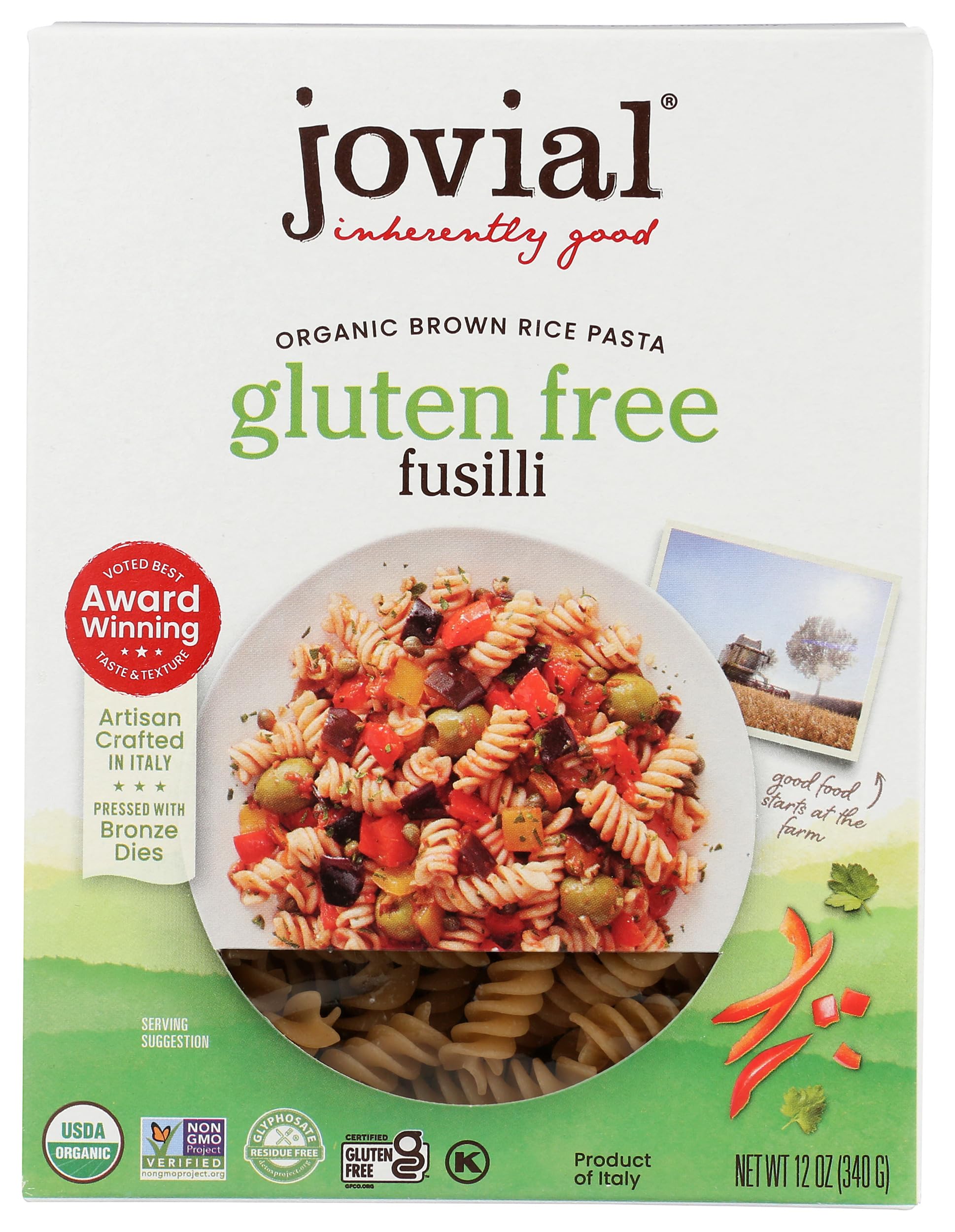 Jovial Pasta Brown rice Organic Fusilli, 12 oz