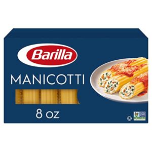 barilla manicotti pasta, 8 oz. box - non-gmo pasta made with durum wheat semolina - kosher certified pasta