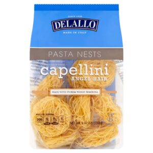 DeLallo Capellini Egg Pasta Nests, Angel Hair Long-Cut Pasta, 8.8oz Bag