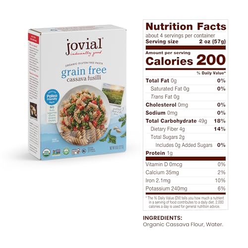 Jovial Grain-Free Cassava Pasta Variety (Orzo, Penne and Fusilli) - Cassava Pasta, Paleo Pasta, Gluten Free Pasta Spaghetti, Grain-Free, Gluten-Free, Organic, Non-GMO - 3 Pack, 1 of Each Flavor