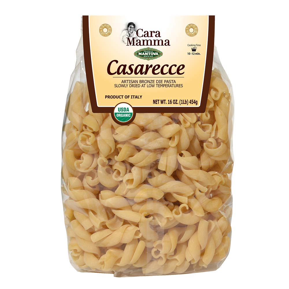 Mantova Organic Italian Specialty Pasta, Caserecce (2 packs of 1 lb. each) - Artisan Pasta, Non-GMO, Vegan, Kosher Certified, and Imported From Italy, Premium Quality