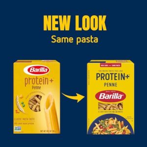 BARILLA Protein+ (Plus) Penne Pasta, 14.5 Ounce - plant based pasta - Made from Lentils, Chickpeas & Peas - Non-GMO, Kosher Certified and Vegan