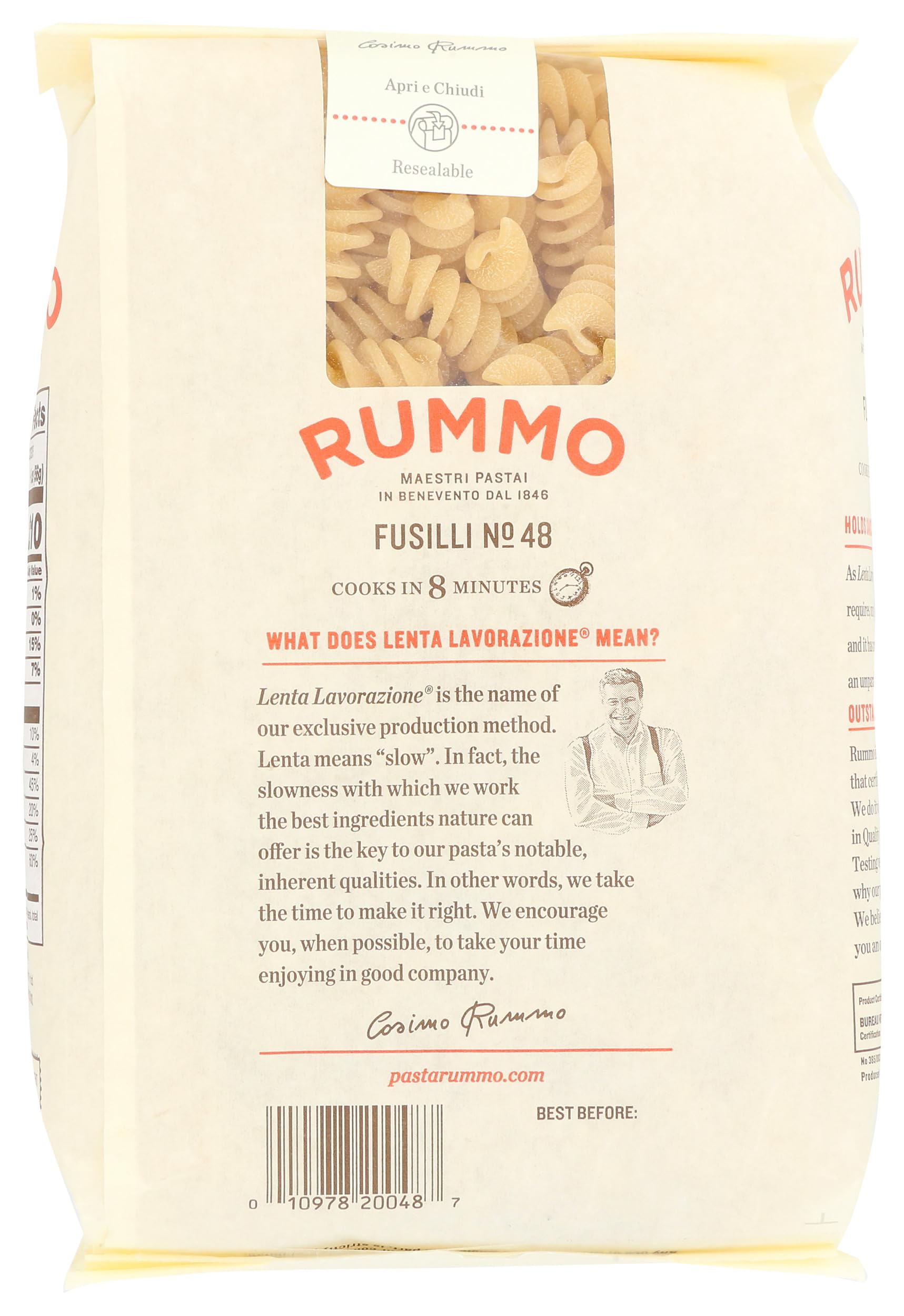 Rummo Italian Pasta Fusili No.48, Always Al Dente (16 Ounce Package)