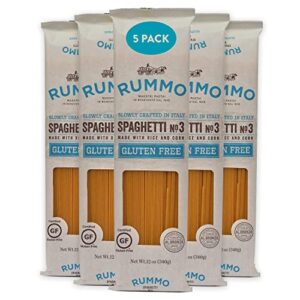 rummo italian pasta gf spaghetti no.3, always al dente, certified gluten-free (5 pack, 12 ounce each)