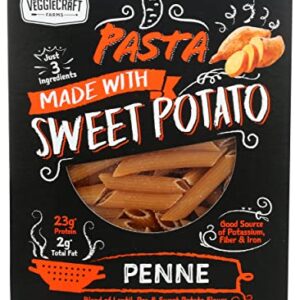 Veggiecraft Farms Penne Pasta - Low Carb Pasta, High Protein, Made with Sweet Potato, Lentil & Peas, Gluten Free, Plant Based Pasta Noodles, High Fiber, Vegan, Kosher, Non-GMO - 8 Ounce