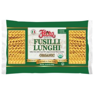 Organic Fusilli Lunghi Pasta by Flora Foods | Long Spiral Pasta Imported from Italy (16 oz / 454g) | Cooks al Dente