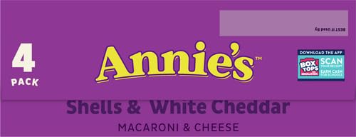 Annie’s White Cheddar Shells Macaroni & Cheese Dinner with Organic Pasta, 4 Ct, 6 OZ Boxes