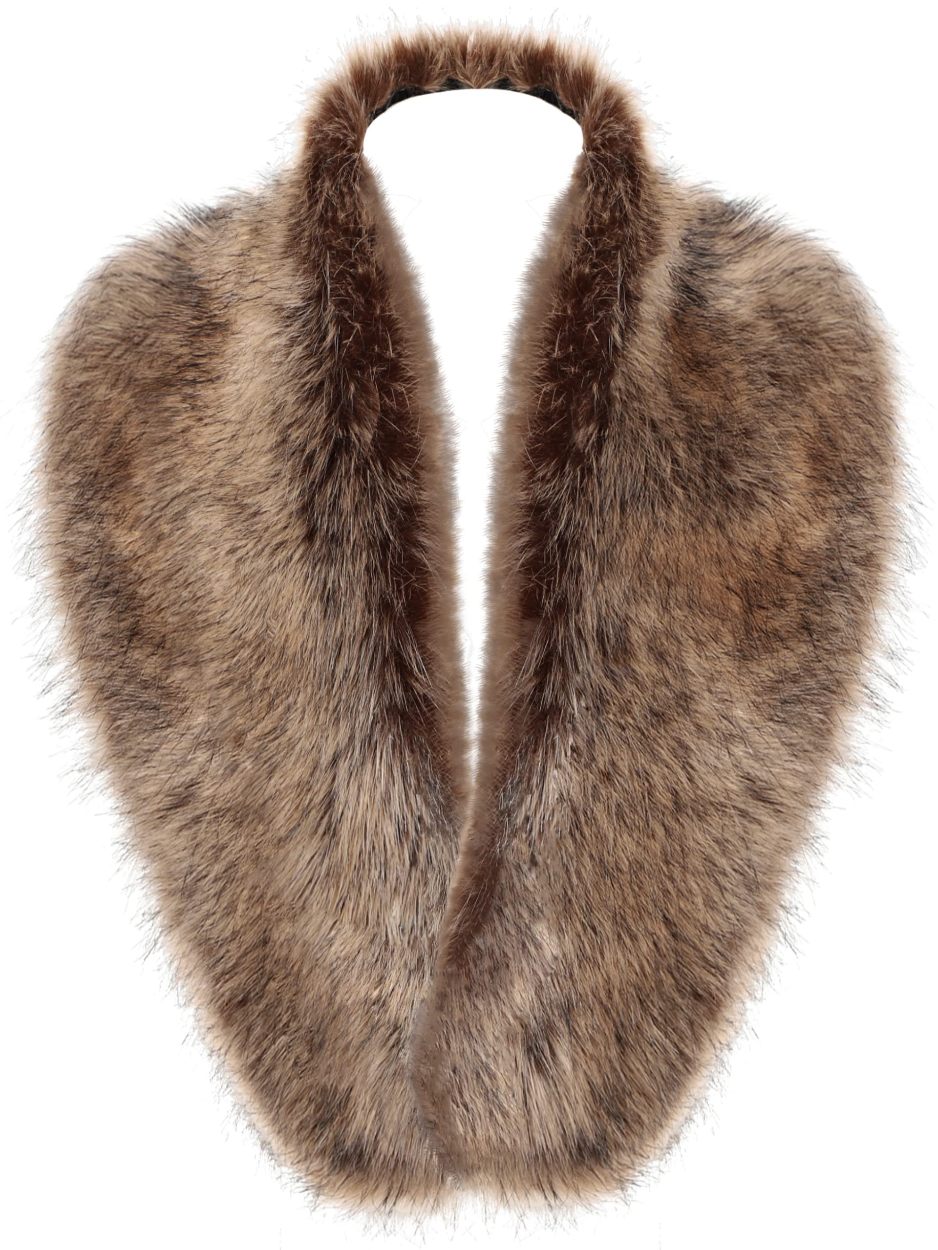 LA CARRIE Women's Faux Fur Collar Scarf Wrap Shawl Cold Winter Warmer(Raccoon)