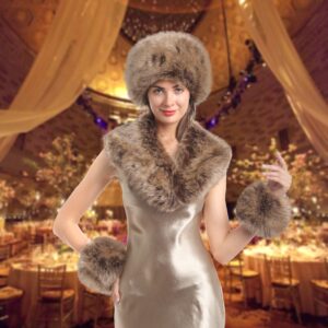 LA CARRIE Women's Faux Fur Collar Scarf Wrap Shawl Cold Winter Warmer(Raccoon)