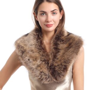 LA CARRIE Women's Faux Fur Collar Scarf Wrap Shawl Cold Winter Warmer(Raccoon)