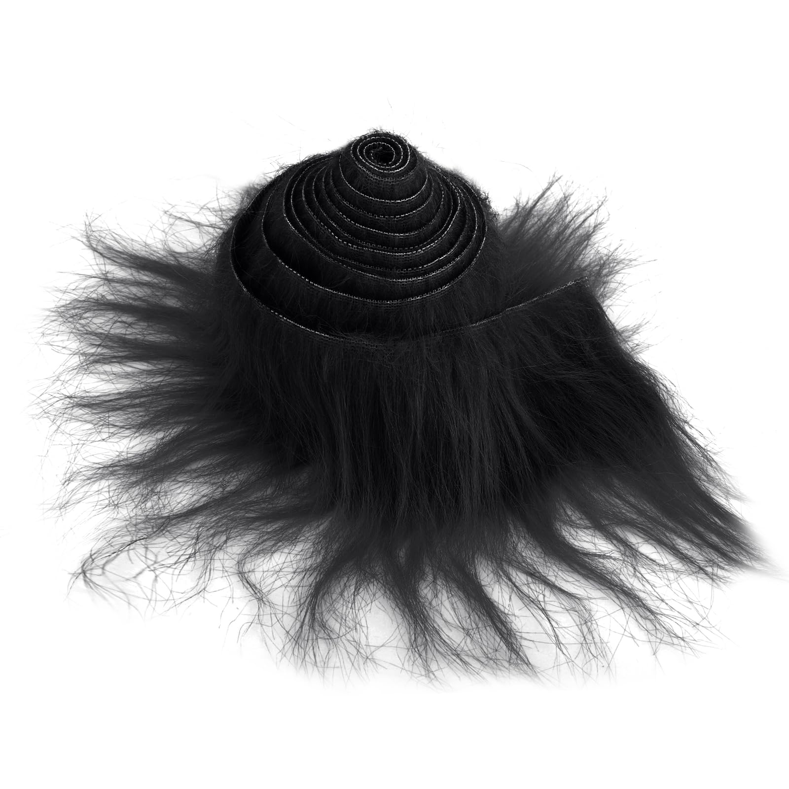 Lusofie Shaggy Plush Faux Fur Fabric Precut Strips 2x60inch Black Fur Fluffy Fuzzy Craft Fur for Gnomes Beard Santa Claus Hair Dwarf Cosplay Costume DIY Craft Christmas Decoration