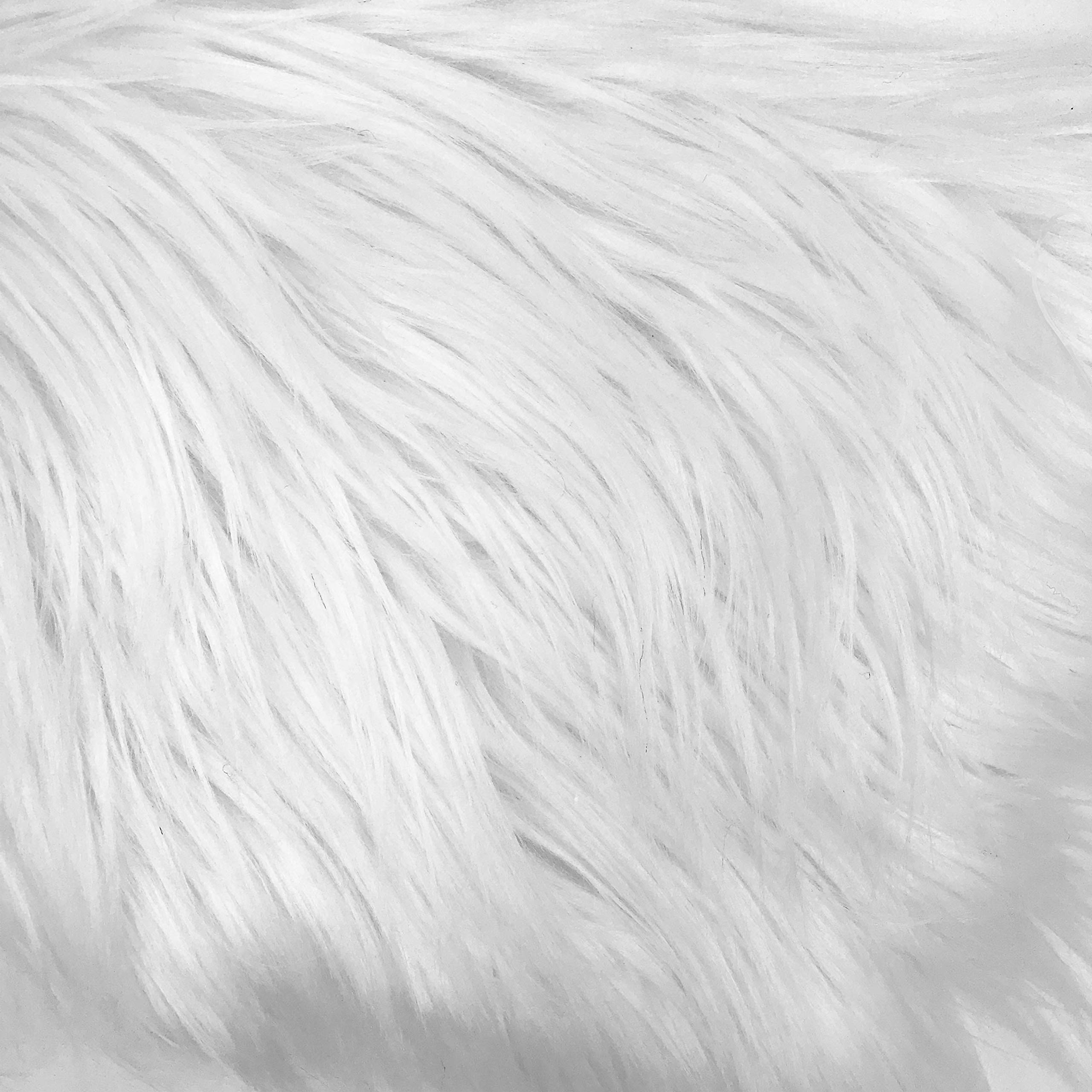 Faux Fur Fabric Square Patches for Crafts, Sewing, Costumes, Seat Pads (White, 10 x 20 Inch)