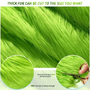 Faux Fur Fabric Christmas Fluffy Fuzzy Craft Shaggy Synthetic Plush Patch Sewing Fur Cuts for DIY Halloween Winter Costume Gnome Beard Miniature Dolls Costume Rugs Mats (Green, 60 x 18 Inch)