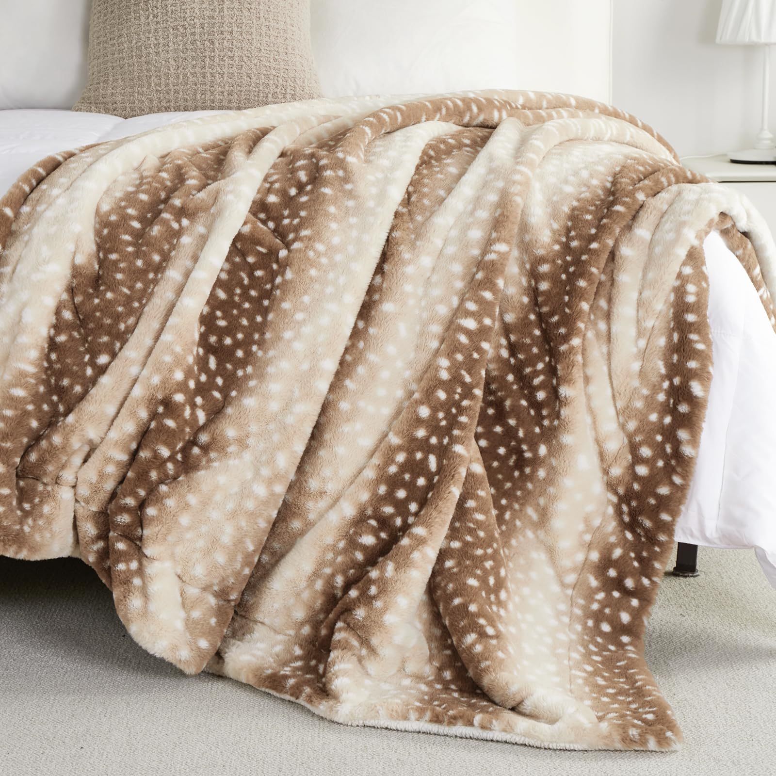 Cozy Bliss Luxury Faux Fur Throw Blanket Animal Striped Print, Non Shedding Double Sided Sherpa Blankets Super Soft Fluffy Thick Warm Throws Home Decor for Couch Bed Sofa Women (Brown, 60x80 Inches)