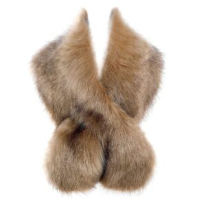 BABEYOND Women’s Faux Fake Fur Collar Shawl Faux Fur Scarf Wrap for Winter Coat 1920s Flapper Outfit 120cm/47.2" Long (Camel)