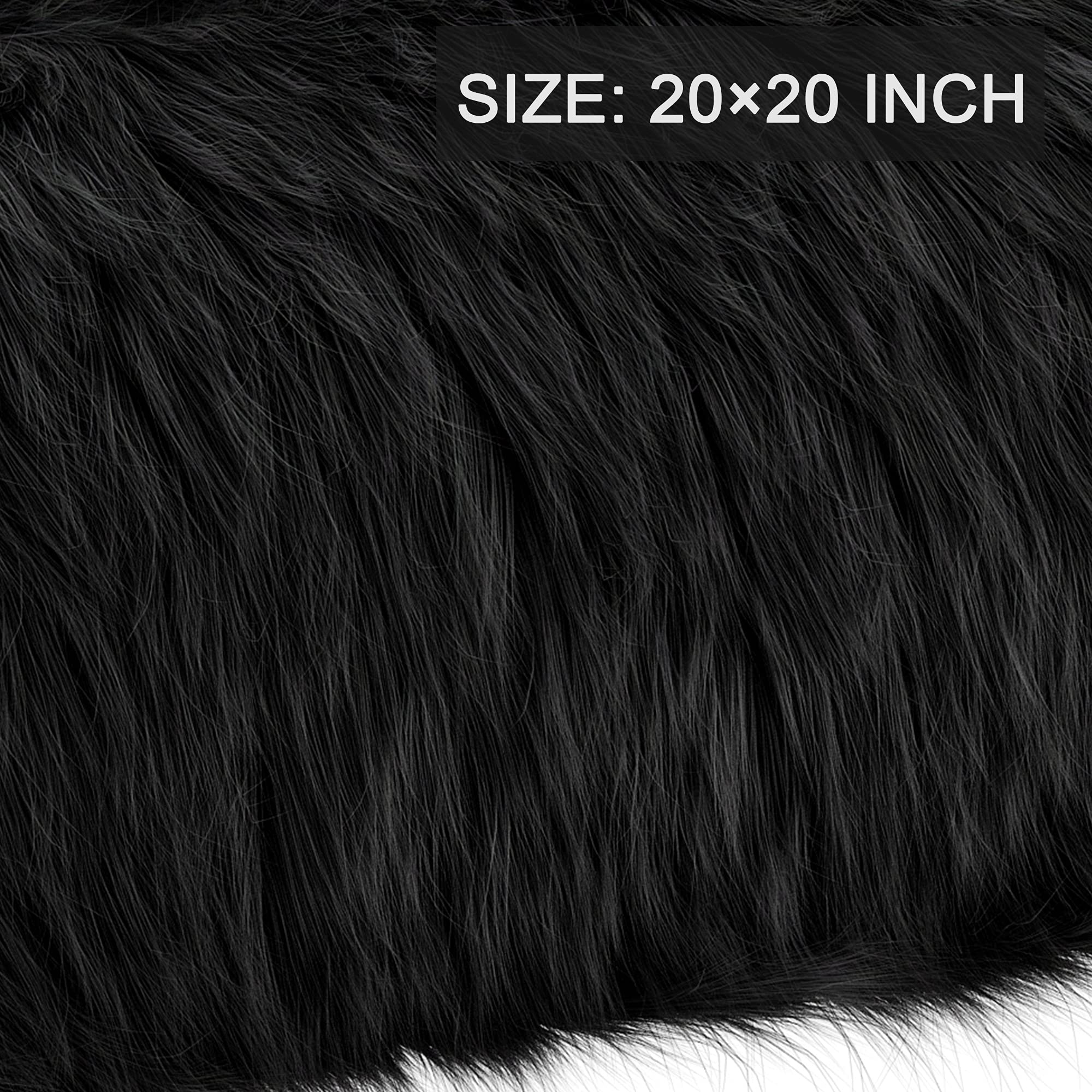 Faux Fur Fabric Craft Fur for Crafts,Gnomes,Costume,Fursuit,Decoration (20×20 inches, Black)