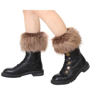 sy soul young Women Faux Fur Leg Warmers Short Furry Fuzzy Boot Cuffs Toppers Girls Winter Knitted foot cuff (Raccoon)