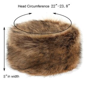 La Carrie Women's Faux Fur Hat For Winter With Stretch Cossack Russion Style, Nature