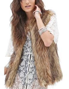 tanming women's fashion autumn and winter warm short faux fur vests (medium, grey)