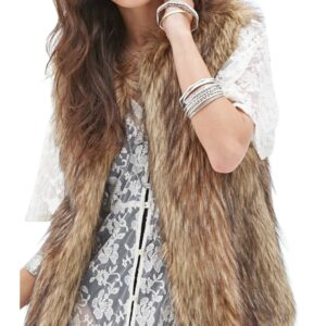 Tanming Women's Fashion Autumn And Winter Warm Short Faux Fur Vests (Medium, Grey)