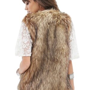 Tanming Women's Fashion Autumn And Winter Warm Short Faux Fur Vests (Medium, Grey)