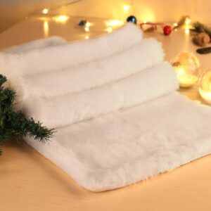 AerWo Faux Fur Christmas Table Runner, Winter Snowy White Table Runner for White Christmas Holiday Table Decoration 72 x 15 Inch