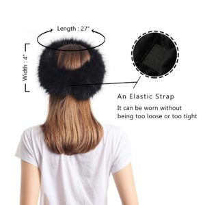 LA CARRIE Faux Fur Headband with Stretch Women's Winter Earwarmer Earmuff (Black)