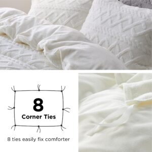 Bedsure Fluffy Comforter Cover Set - Faux Fur Duvet Cover King Size, White Plush Quilt Cover, 3 Pieces,1 Duvet Cover (104"x90") with Zipper Closure and 2 Pillow Shams, Comforter Not Included